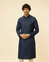 Indigo Blue Petal String Patterned Kurta Set